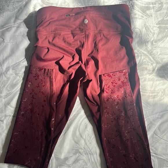 Lululemon Athletica Burgundy Leggings - Picture 2 of 8
